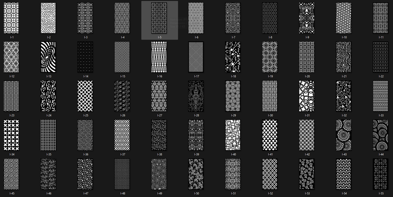 Sheet of DXF cutting designs for laser and CNC work